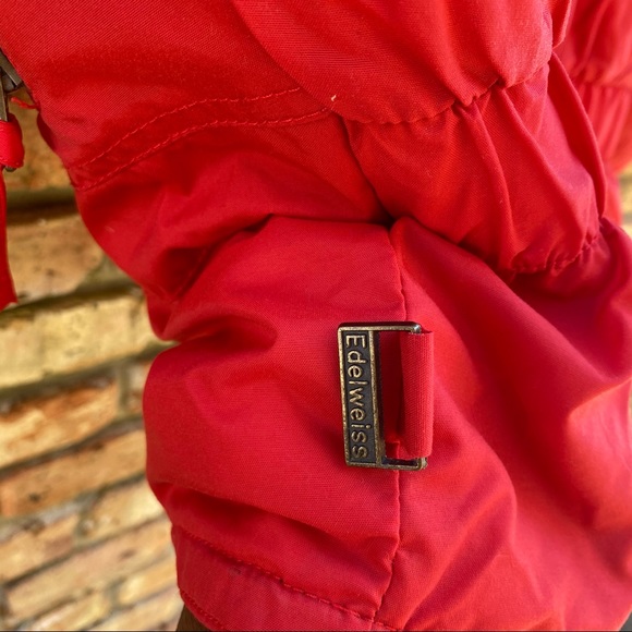 Vintage Edelweiss Skiwear Ladies Size M Ski Jacket Red High Neck Floral Design - Picture 8 of 10